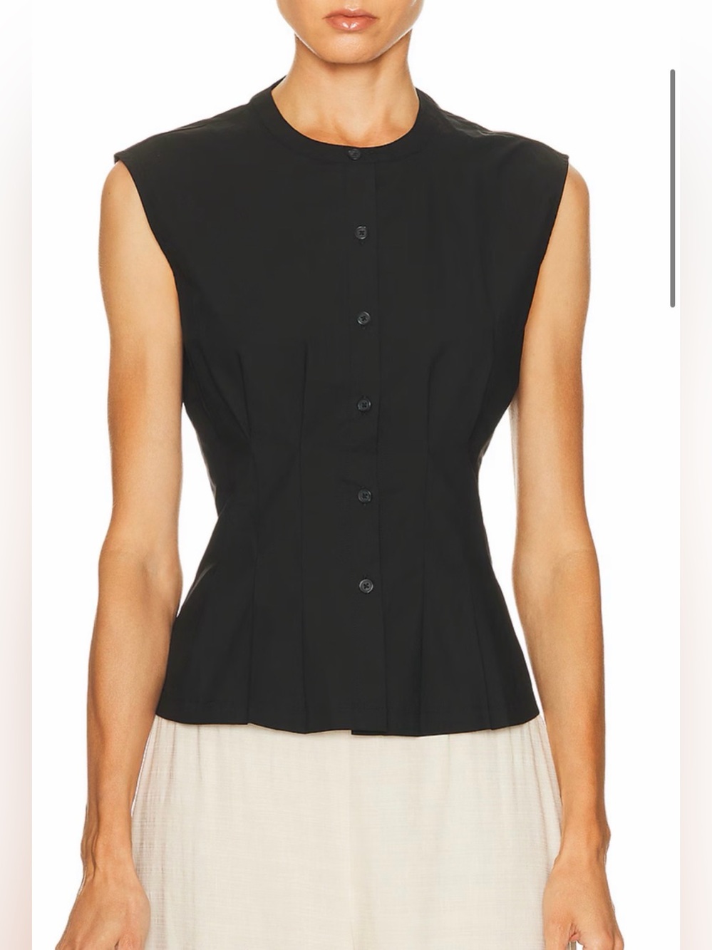 Jenni Kayne Size XS • Black 100% Cotton Lara Sleeveless Peplum Blouse Top.